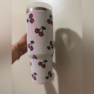Mango White Cherry Rhinestone Tumbler